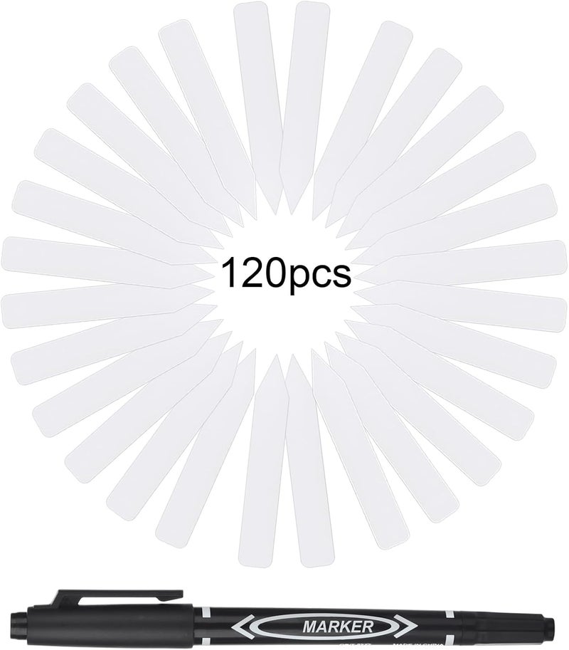 Darfukei Plant Labels 120PCS, Outdoor Waterproof Garden Markers, Plastic Nursery Seed Plant Tags with Bonus a Permanent Marking Pen, Gardening Gifts for Women Men… - Image 3